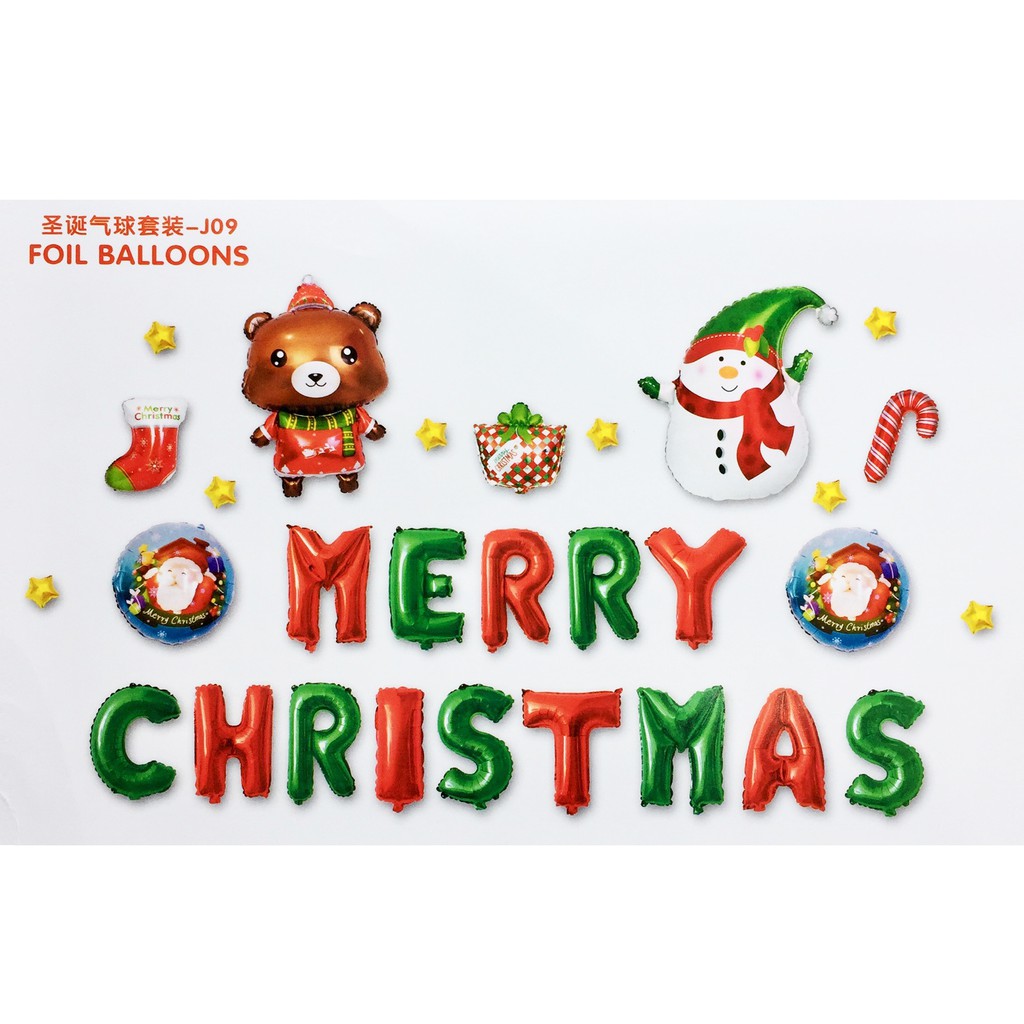 Set bóng MERRY CHRISTMAS trang trí noel giáng sinh năm mới J09