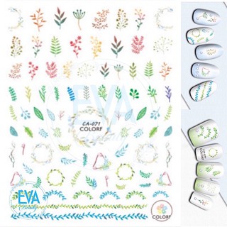 Decal Dán Móng Tay 3D Nail Sticker Tráng Trí Hoạ Tiết Vòng Hoa Và Lá Cây  Plants and Flowers CA071