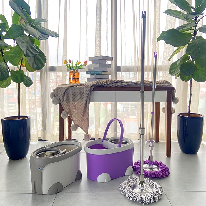 Bộ Lau Nhà Song Long HSL 360 Độ Lồng Inox Có Van Xả Nước Và Bông Lau Thay Thế Đi Kèm