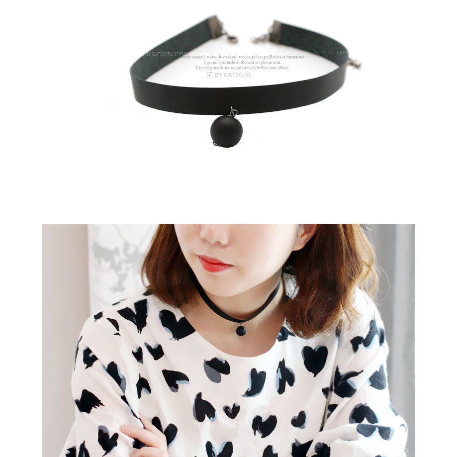 Vòng cổ, Choker bản to đính hạt ngọc trai nhân tạo đen cá tính