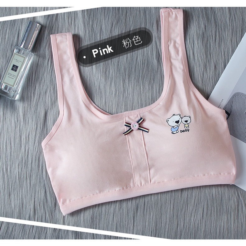 Áo Lót Thể Thao Sát Nách Đính Nơ In Hoạt Hình Gấu Dễ Thương Cho Nữ Sinh