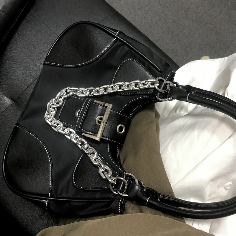 Túi Đeo Vai Phối Dây Xích Kim Loại Kiểu retro Thời Trang Cho Bạn Gái