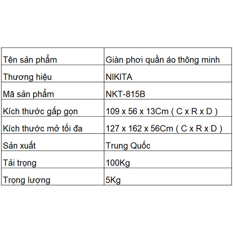 Giàn phơi để sàn thế hệ mới NIKITA NKT815B - có chổ để giày vớ siêu bền