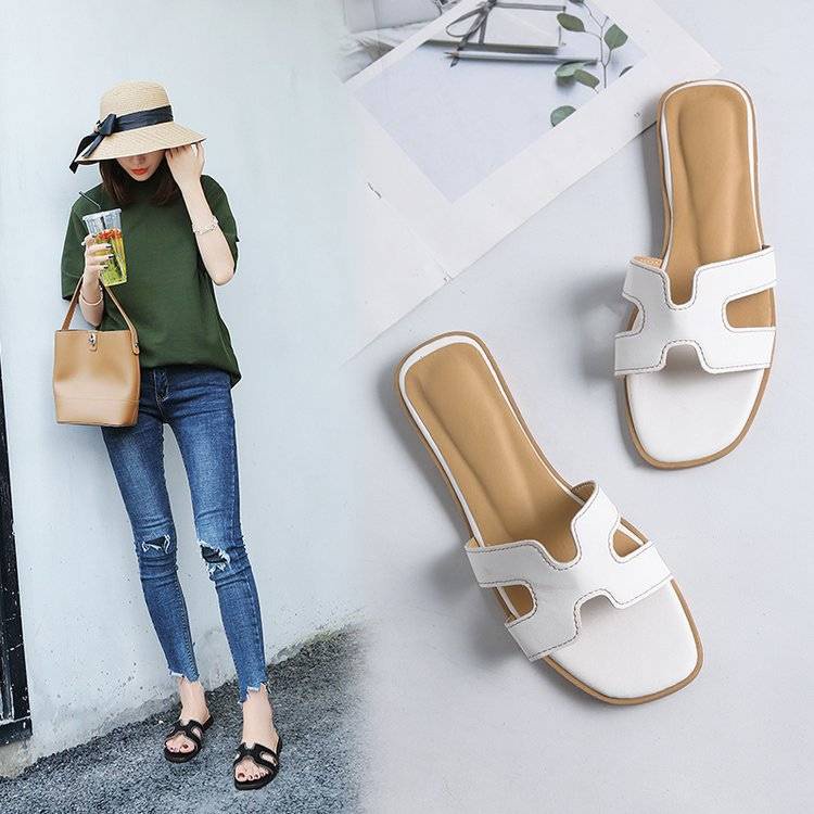 Dép Quai Ngang Đế Bằng Phong Cách Hàn Quốc Thời Trang Mùa Hè Cho Nữ