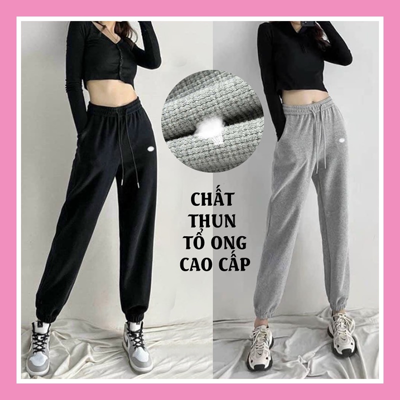 ┅☼﹍Quần jogger bo gấu UNISEX nam nữ chất thun tổ ong LOẠI 1 dày dặn dáng thụng thể thao tập gym nhảy dancer có bigsize Q