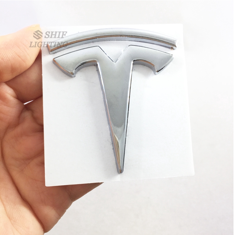 Miếng dán logo Tesla 1 bằng kim loại kiểu dáng độc đáo trang trí cho xe hơi