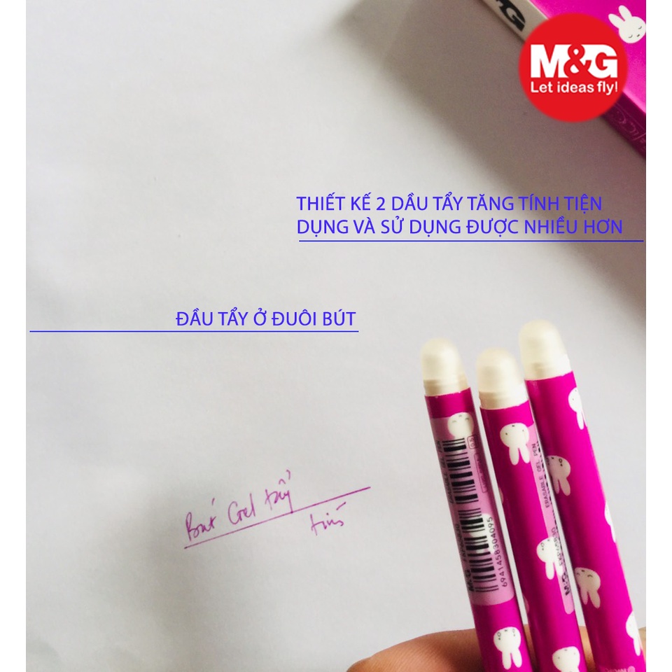 Bút bi tẩy mực tím đậm FKP 65830/182a7, màu mực đậm, nhanh khô, sáng màu và xóa sạch sẽ hàng chính hãng M&G