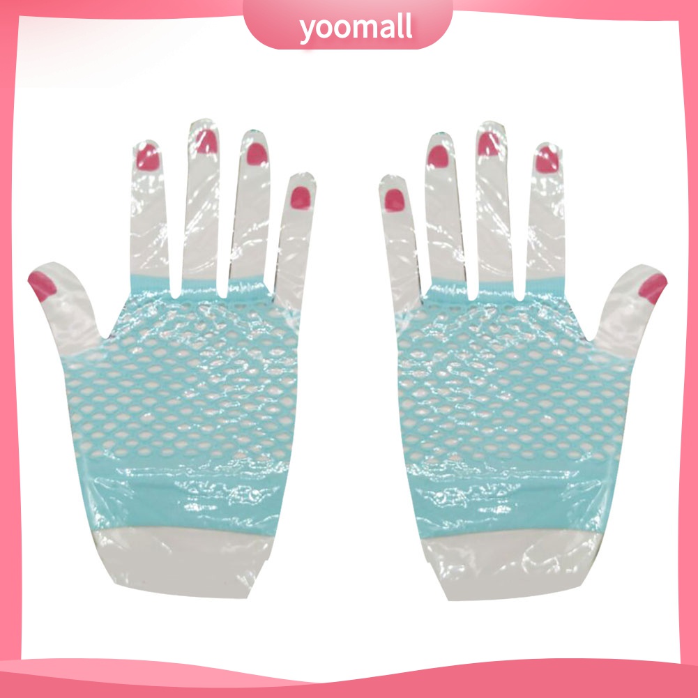 Yomall♡ Găng Tay Lưới Hở Ngón Màu Neon Phụ Kiện Cho Bữa Tiệc Đêm