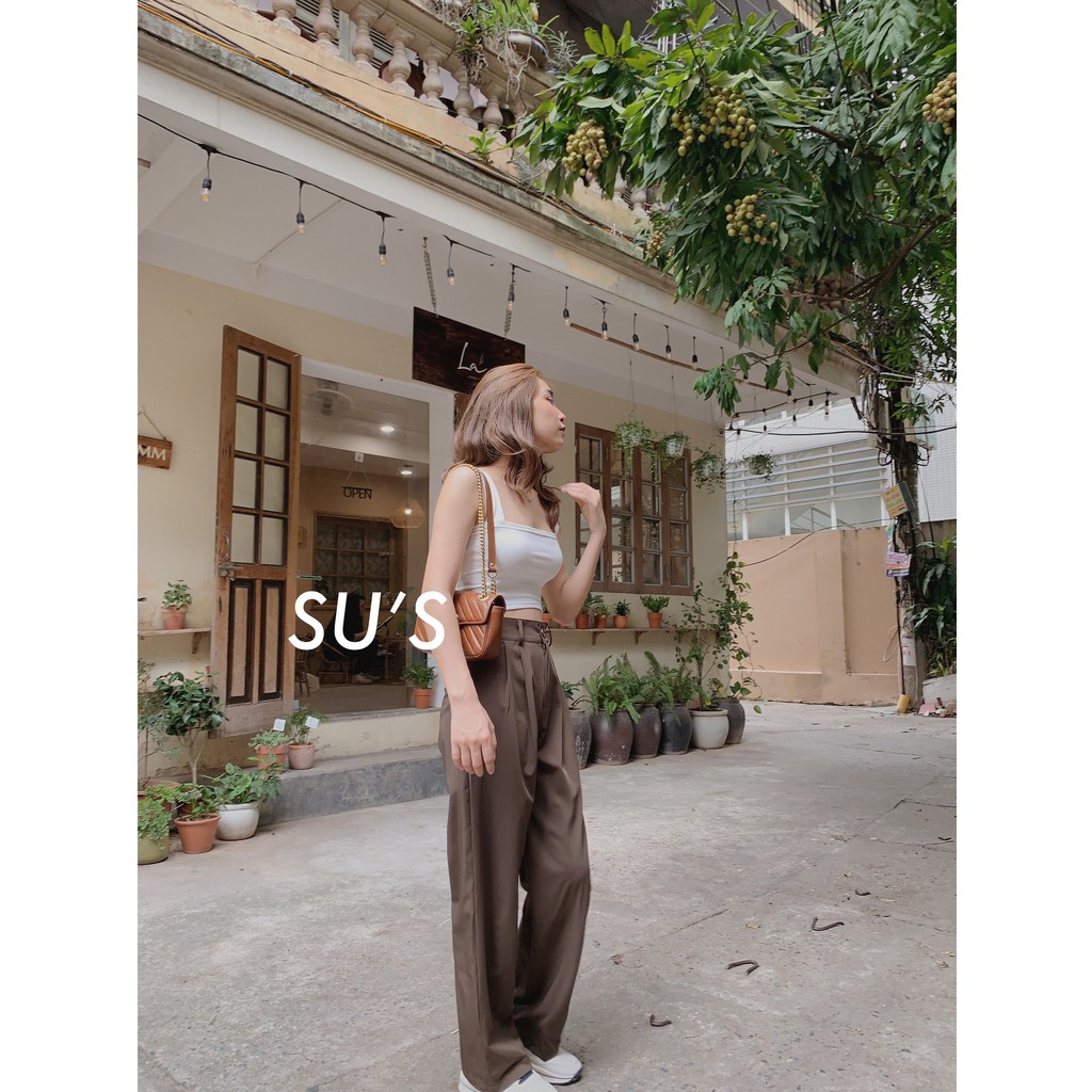 Áo croptop thun trơn 2 dây bản to A1851 SUSTORE