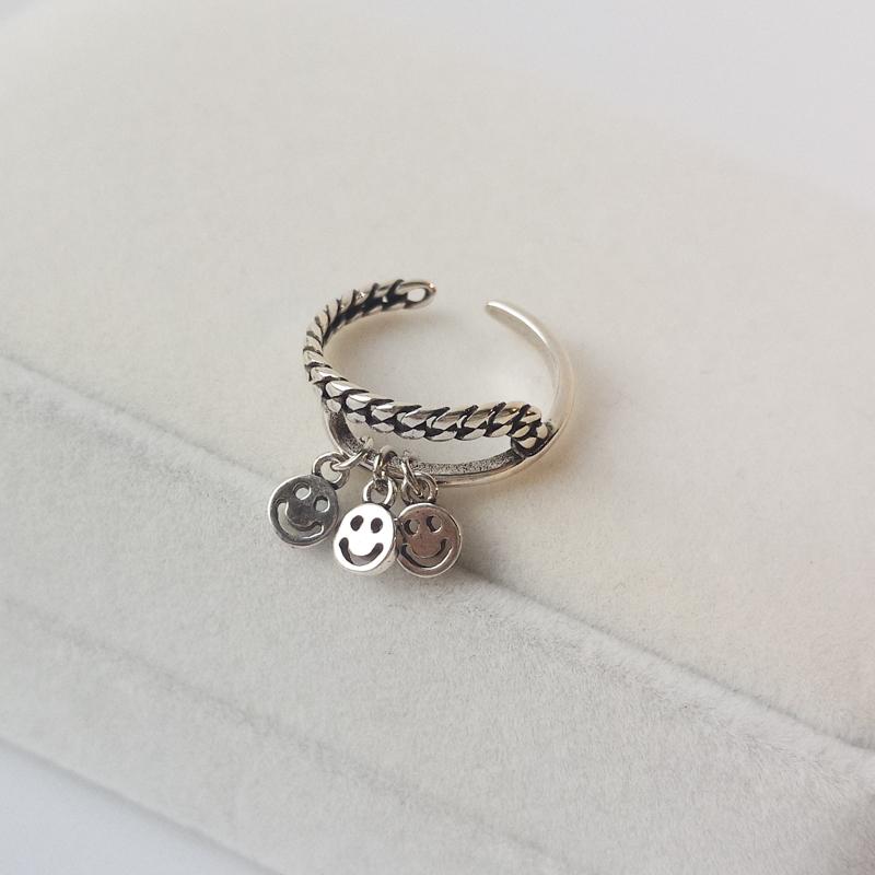 Nhẫn Hai Lớp Hình Mặt Cười Dây Xích Thời Trang Cho Nam Và Nữ 23373