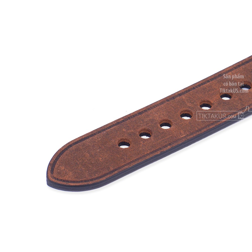 Dây đồng hồ da bò thật - da sáp Vintage màu nâu đậm size 20mm - 22mm - 24mm