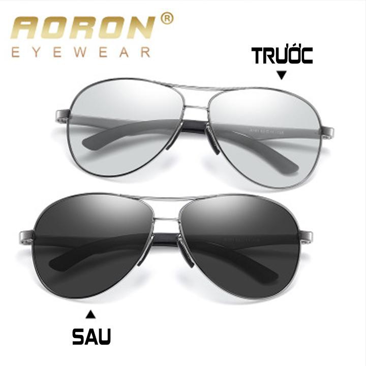 Kính đổi màu đi ngày và đêm mắt kính polarized phân cực, gọng nhôm magie siêu nhẹ chống tia UV