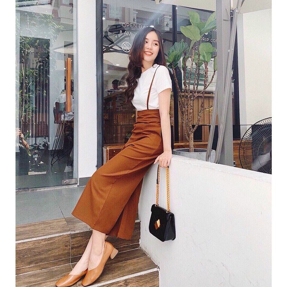 BONUCCI Set bộ quần ống rộng dài ( nâu, đen ) tôn dáng siêu xinh cho nàng thời trang nữ dạo phố dự tiệc