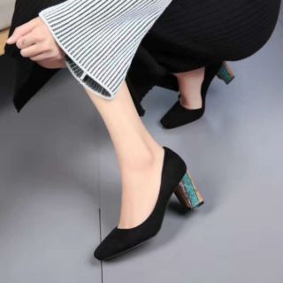 Giầy da lộn nữ gót trụ 9cm