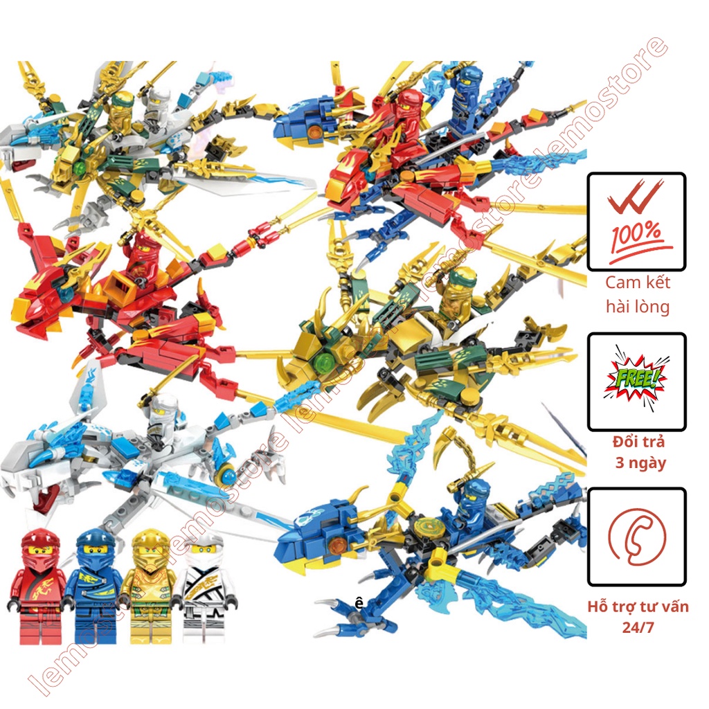 Đồ chơi xếp hình ninjago rồng 2 trong 1 , đồ chơi lắp ráp thông minh bằng nhựa ABS an toàn 323