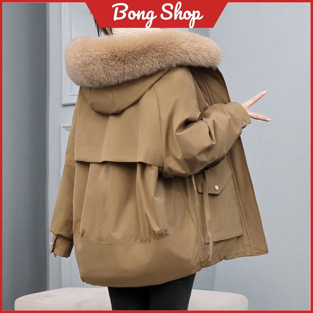 Áo Khoác Nữ ❤️ Free Ship ❤️ Áo Parka Nữ Mũ Lông, Lót Nỉ Mềm Siêu Ấm Phong Cách Hàn Quốc 2021 - BÔNG SHOP AK04