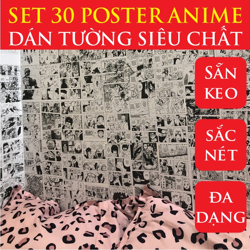 Set 30 poster dán tường anime, poster sẵn keo decor góc học tập cực đẹp