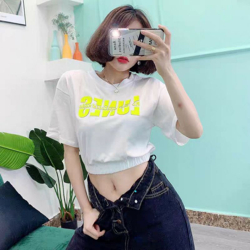 Áo croptop nữ tay lỡ , from rộng, freesize , thun cotton mềm mịn