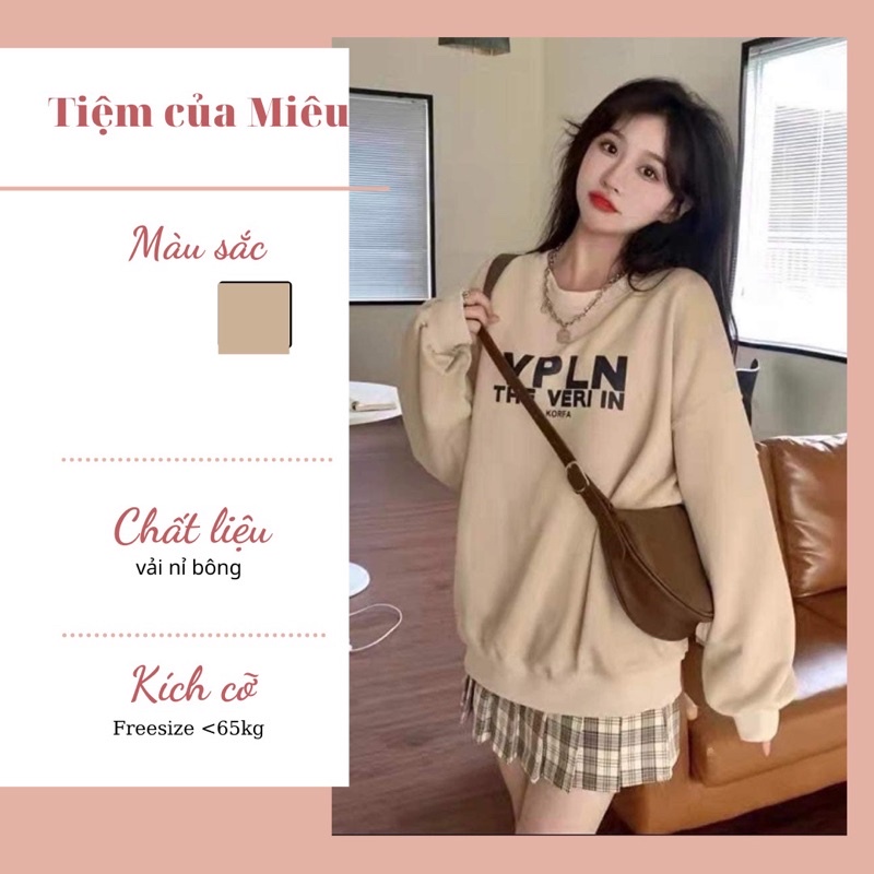 Set áo swt mix chân váy kẻ tennis Tiệm của Miêu màu nâu đất/ be | BigBuy360 - bigbuy360.vn