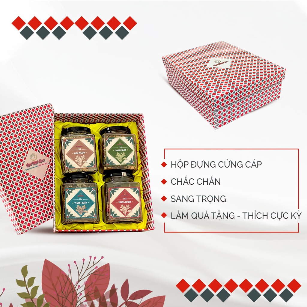 Trà hoa thảo mộc, hoa cúc, hồng, nhài, đậu biếc sấy khô thanh nhiệt, giảm cân, ngủ ngon QUÊ MỘT CỤC 50g (handmade))
