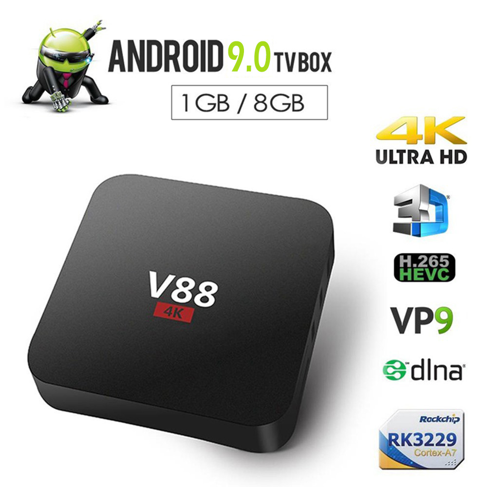 【5G Version】V88 4K Android TV BOX 2+16GB RK3229 Quad-Core Android 9.0 Smart TV Box