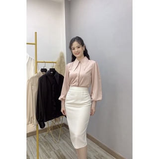 Sơ mi cổ lá lụa vân gỗ