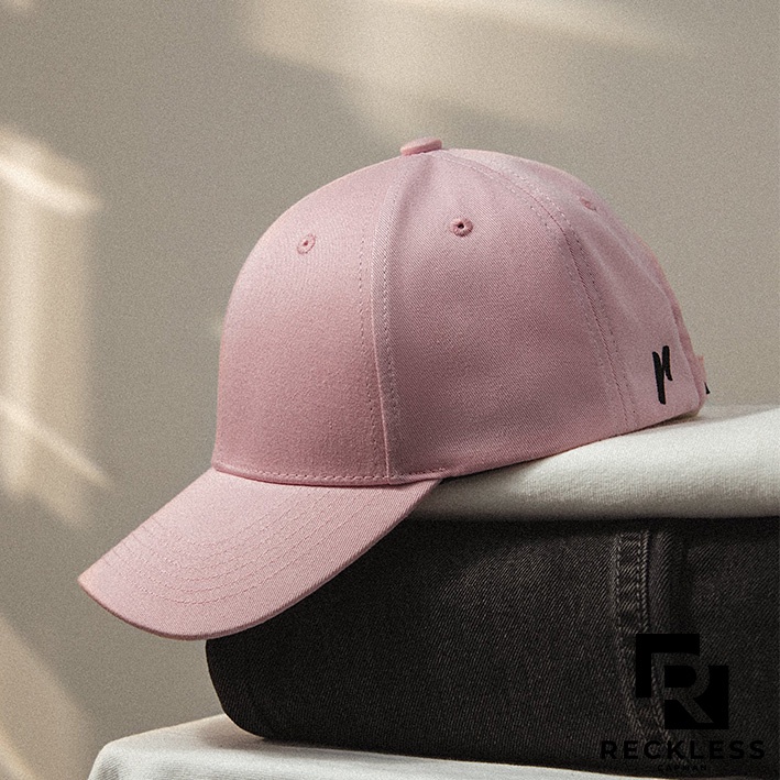 Nón Bóng Chày Lưỡi Trai Màu Hồng Trơn Reckless Capman Signature Ballcap Vải Kaki Cotton