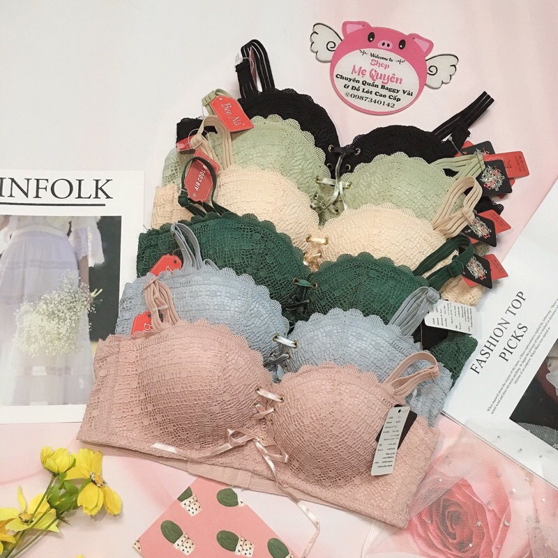 Áo lót ren nữ dây rút tạo khe ngực, mút bàn tay 2cm không gọng nâng ngực, hoạ tiết ren tinh tế quyến rũ cho nàng