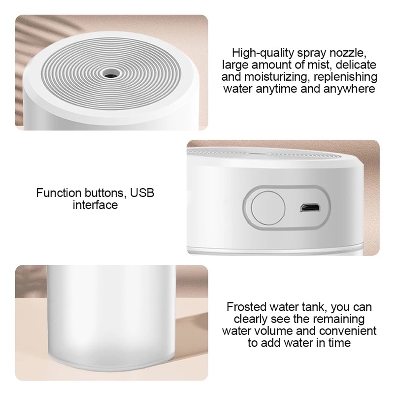 (Hàng Mới Về) Máy Phun Sương Tạo Độ Ẩm Không Khí Usb Nhiều Màu Sắc Tùy Chỉnh 360ml Có Đèn Ngủ