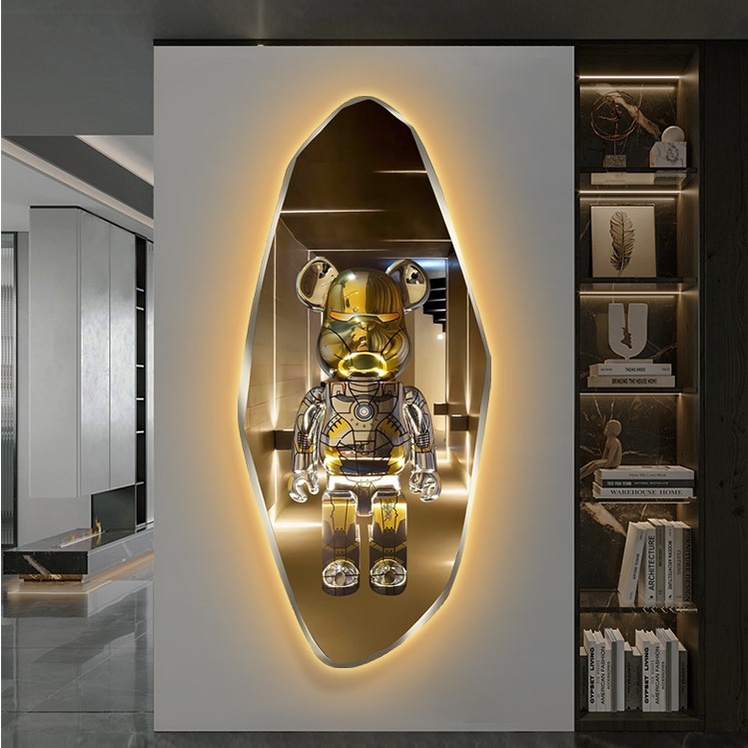 KT 60 x 90 cm.  Tranh Tráng Gương Chú Gấu Kaws Toy Treo Tường /Game/ Gaming / RObot/ Bearbrick