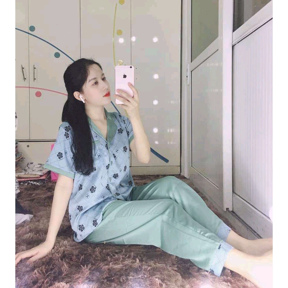 BỘ PIJAMA SATIN TAY NGẮN QUẦN DÀI MS05