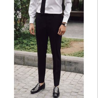 Quần Tây Nam Hàn Quốc, Quần Âu Nam Cao Cấp Màu Đen, Chất Vải Lụa Không Nhăn Cam Kết 100%