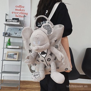 Ba lô vải canvas sức chứa lớn hình chuột mickey thời trang nữ 2021