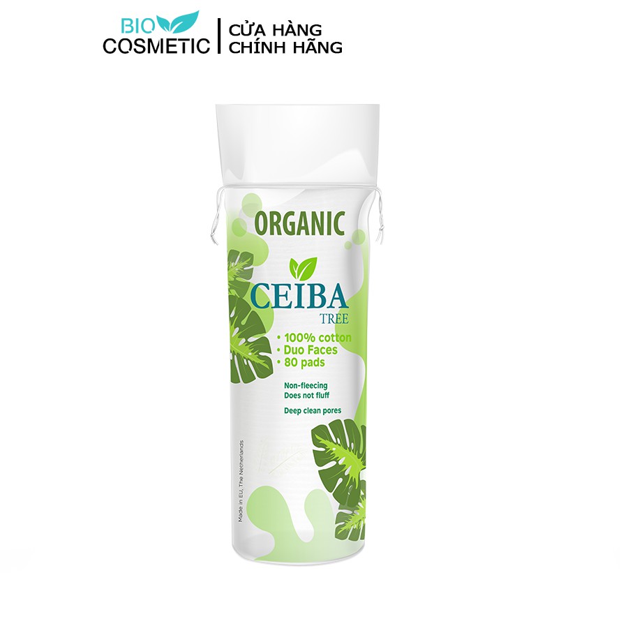 Bông tẩy trang Organic CEIBA duo face 100% cotton dành cho da nhạy cảm 80pads