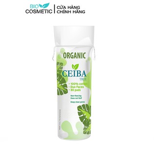 Bông tẩy trang Organic CEIBA duo face 100% cotton dành cho da nhạy cảm 80pads