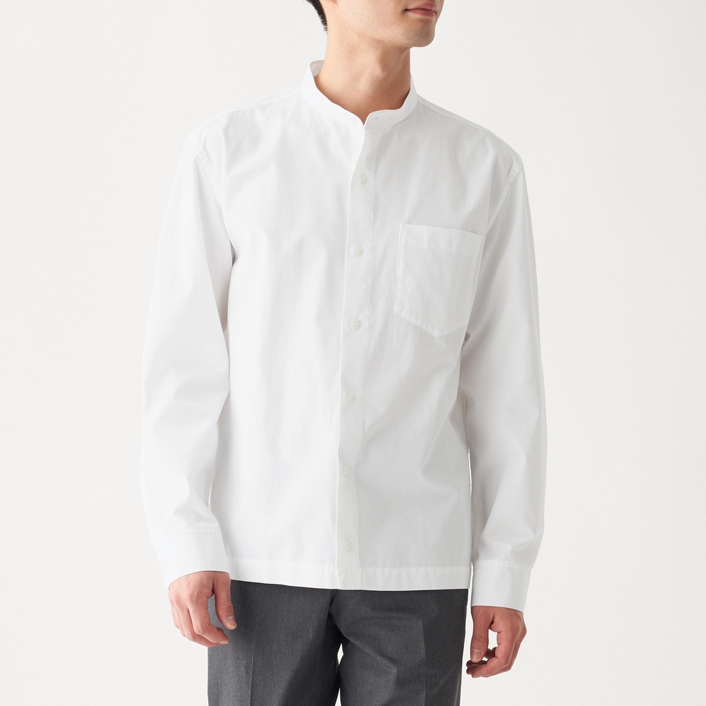 Muji Áo Sơ Mi Cotton Washed Sợi Dài