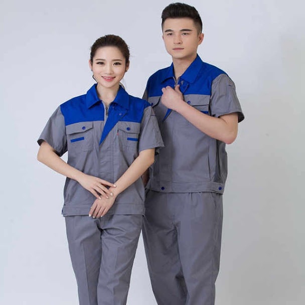 ☽✆Quần áo kaki ngắn tay bảo hộ lao động nam nữ khóa kéo SHUNI 9-10-11 vải loại dày