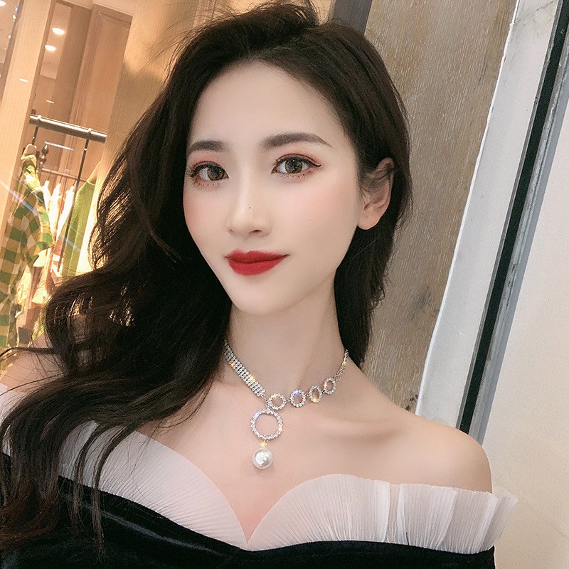 Vòng Cổ Choker Khoen Tròn Đính Đá Phong Cách Hàn Quốc Sang Chảnh Mainia Shop