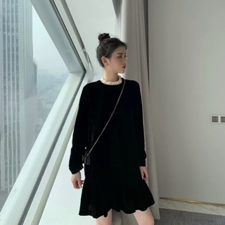 Váy Nhung cổ nơ