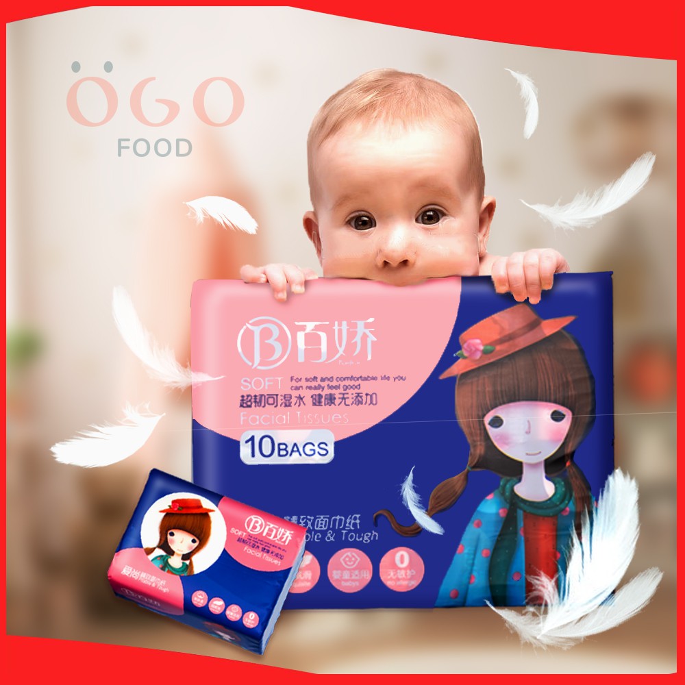 3 Bịch 30 Gói -  Giấy  Ăn 4 Lớp, 328 Tờ, Siêu dai, Sêu mềm - OGO Food