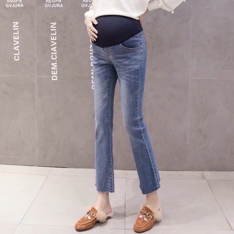 Sẵn hàng🤰quần jean bầu ống loe co giãn siêu đẹp