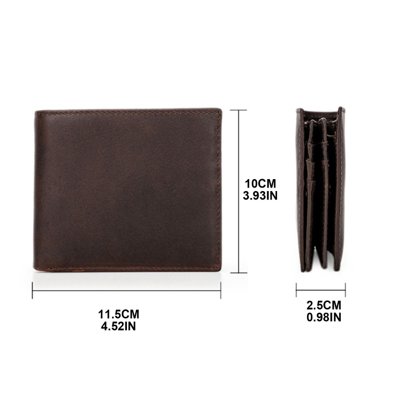 Youyo Ví Ngắn Gập Ba Bằng Da Bò Có Ngăn Đựng Thẻ Tín Dụng RFID Chống Trộm Vintage Cho Nam