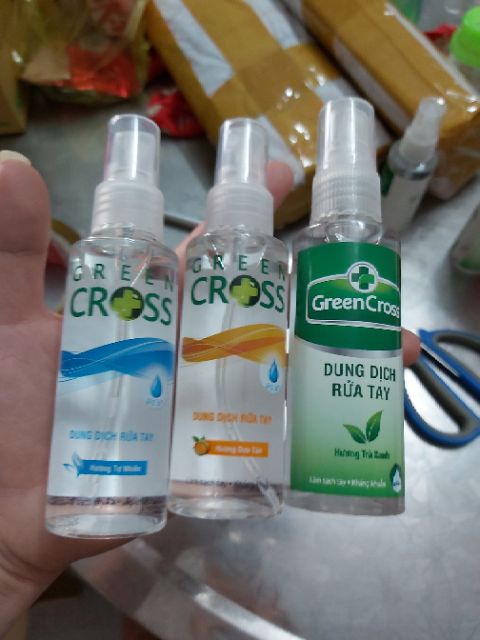 Có sẵn Nước rửa tay khô green cross dung dịch 100ml và 250ml