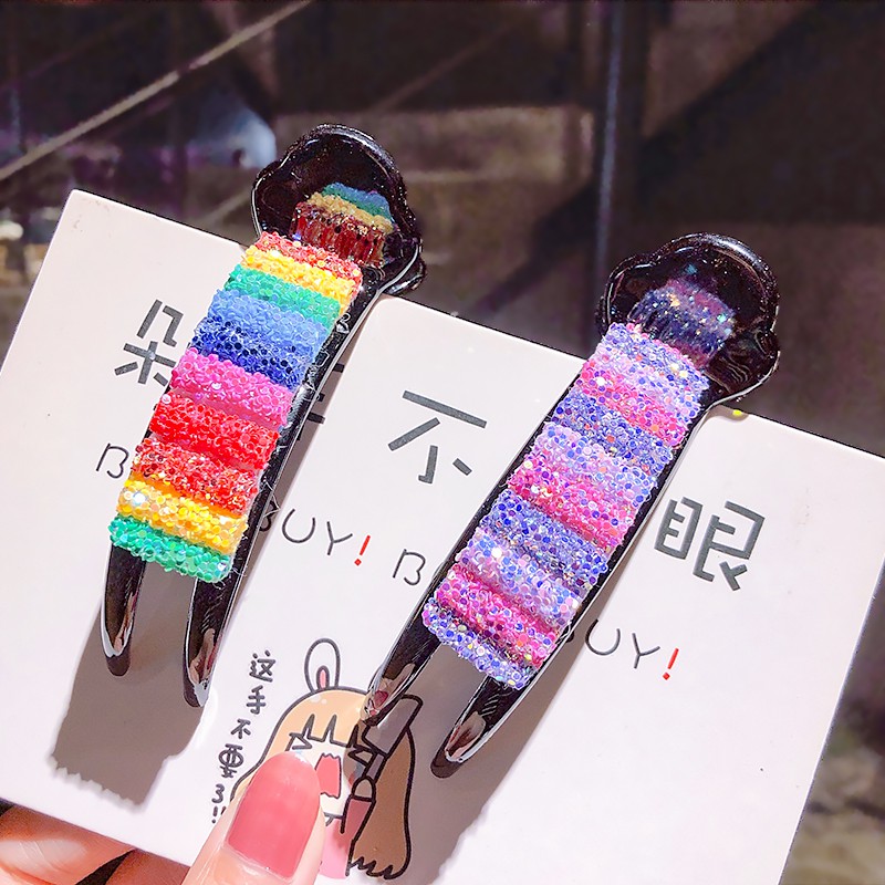 Kẹp Tóc Đính Đá Màu Sắc Cầu Vồng Phong Cách Hàn Quốc Cho Nữ