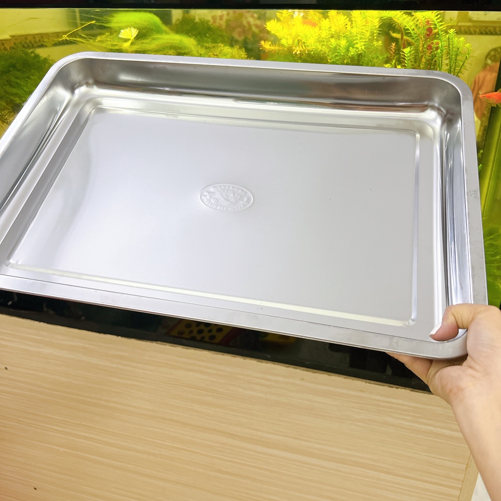 Khay inox chữ nhật sâu nhiều size - mâm inox chữ nhật sâu đủ size loại tốt - mâm cherry sâu size lớn