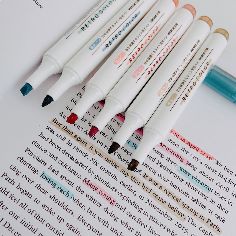 Hộp 6 Bút Highlight Vience HP7251 Đánh Dấu Màu Pastel- Tiệm Ngựa Gỗ