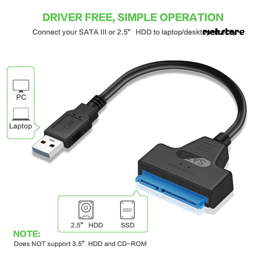 Dây Cáp Chuyển Đổi Dndl 20cm Type-c / Usb 2.0 Sang Sata Cho Hdd / Ssd 2.5 Inch