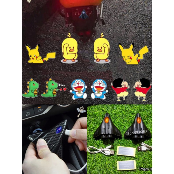 Đèn Led Pikachu hình động gắn đuôi Xe máy,gắn cửa ô tô , Đèn trang trí Xe máy ô tô