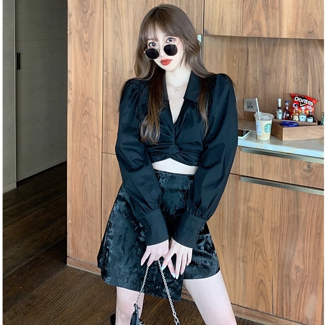 Áo Sơ Mi Ngắn Tay Thắt Nơ Thời Trang Hàn Quốc Cho Nữ