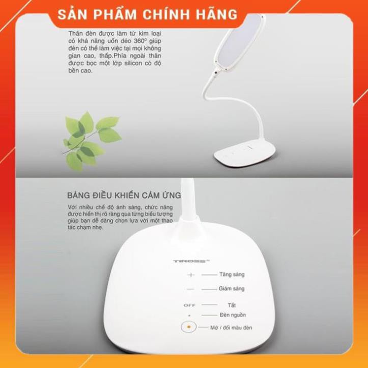 [Hỏa tốc 1 giờ]  [FREESHIP] Đèn bàn led TIROSS TS1804 chống cận 3 màu 6W - Hàng chính hãng, BH 12 tháng